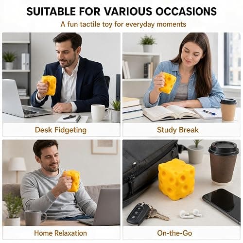 Giant Cheese Squishy Toy, 10cm Slow Rising TPR Squeeze Toy | with EVA Foam Filling, Jumbo Sensory Fidget Toy and Novelty Desk Gift for Kids, Teens and Adults thumbnail 7