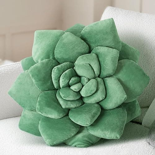 OtGalk 3D Greenery-Inspired Shaped Pillow - 17.8'' Flower Pillow, Plant Cushion for Bedroom, Home Decor - Soft Plush Decorative Throw Pillow, Unique Green Plant-Shaped Design - Image 1