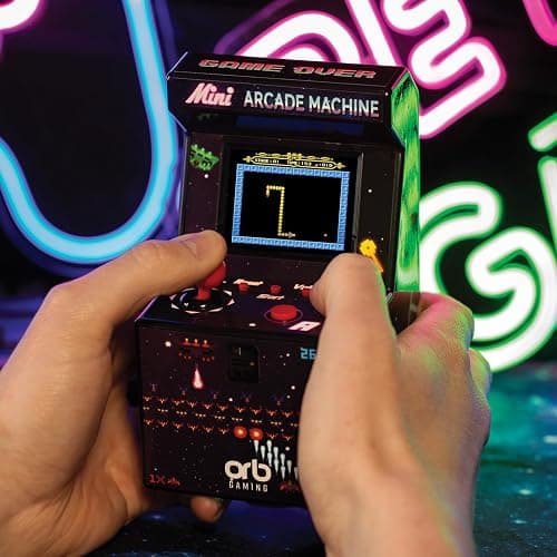 Mini Arcade Machine, 240 Built-In 8-Bit Games, 2.5” Full Colour Screen, 8-Way Joystick, Handheld Retro Games Console – Orb Gaming by ThumbsUp! thumbnail 2