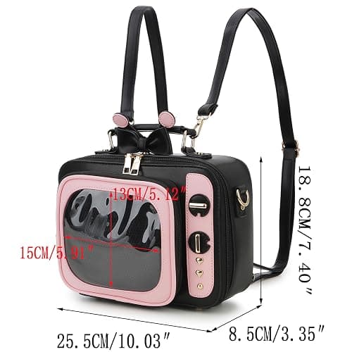 ENJOININ Retro TV Shaped Ita Bag Backpack Small Pin Display Bag with Inserts Cute Ita Crossbody Bag for Enamel Pins Display thumbnail 3