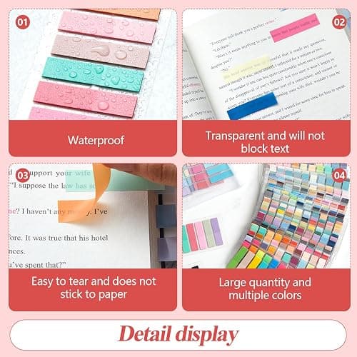 ReliThick 16000Pcs Annotation tabs Sticky Tabs for Books Transparent Sticky Notes 80 Color Writable Page Markers Book Flags Strip for Annotating Reading Supplies Bookish Gift thumbnail 4
