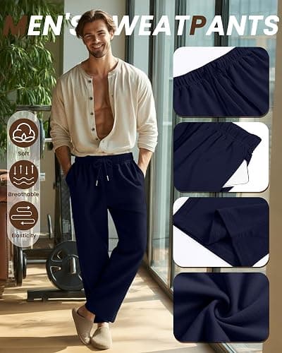 Neer 4 Pack Men's Sweatpants Athletic Wide Leg Drawstring Open Bottom Pants Baggy Joggers Lounge with Pockets Fall thumbnail 4