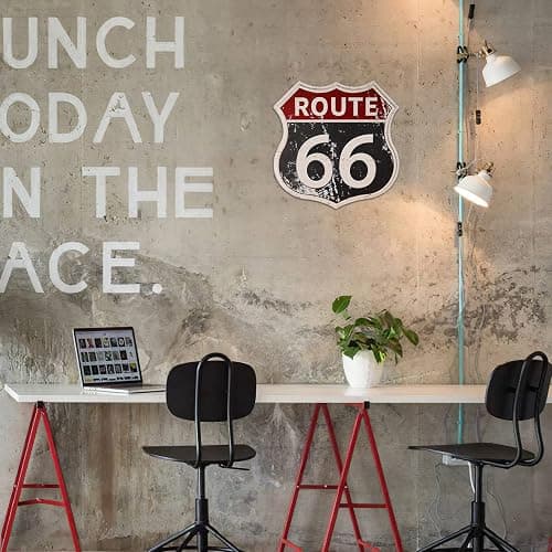 HANTAJANSS Route 66 Sign, 12x12 Inch Wall Art, Metal | Vintage retro road wall art for man cave garage bedroom, stainless steel with pre-drilled holes, nameplate slot, 12x12 inch thumbnail 6