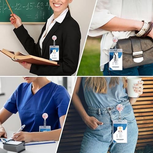 Soleebee 24'' Retractable Badge Holder, Colorful Sequins Badge Reels with Belt Clip ID Name Badge Clip for Nurse Doctor Teacher Student (Star) thumbnail 7