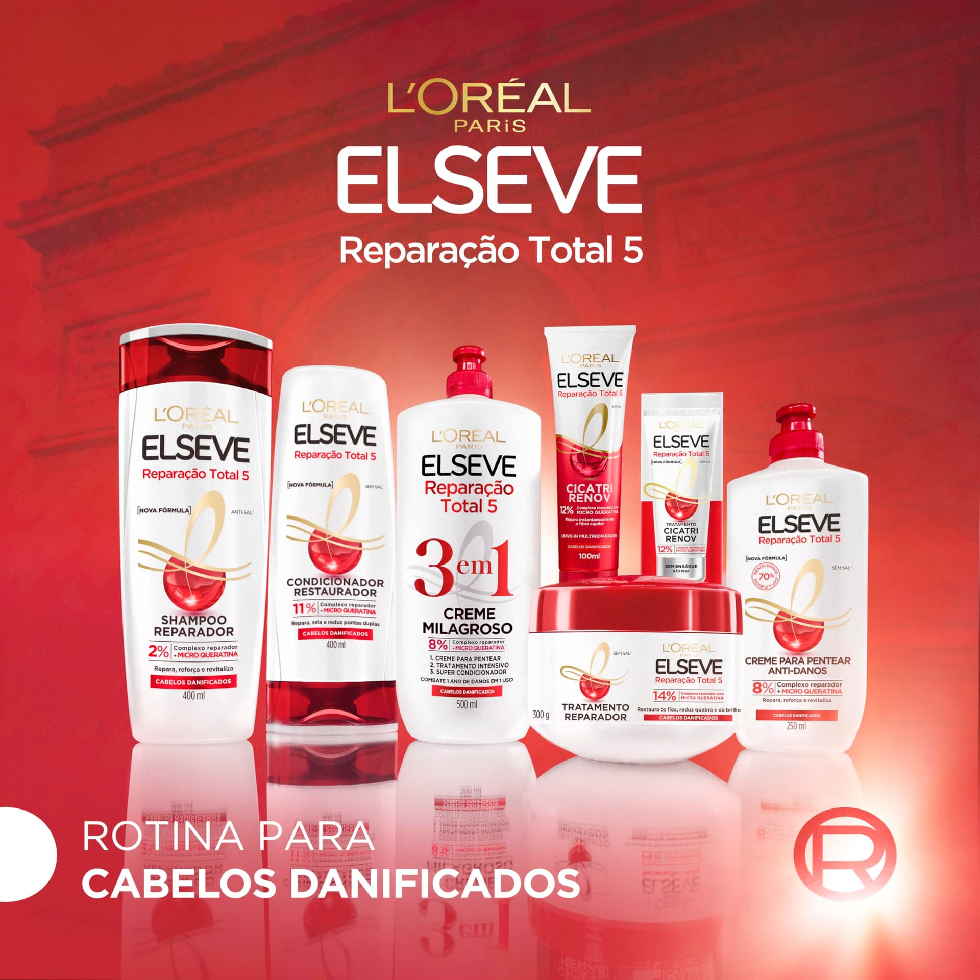 L'Oréal Paris Elseve Creme de Tratamento Reparador Reparação Total 5, Restaura e dá Brilho aos Fios, 300g thumbnail 5