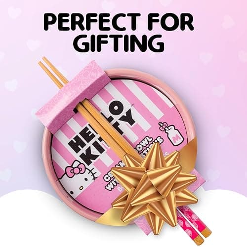 Silver Buffalo Sanrio Hello Kitty Strawberry Milk Japanese Character Ceramic Ramen Noodle Rice Bowl with Chopsticks, Microwave Safe, Pink, 20 Ounces thumbnail 7