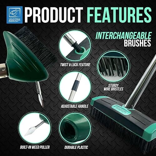 Ultimate Garden Weed Brush Set & Patio Cleaner Includes Metal Wire Broom, Angled Moss Brush with Built In Scraper Tool & Free Handheld Weed Remover Tool, Ideal for Driveway, Garden & Patio Cleaning thumbnail 7