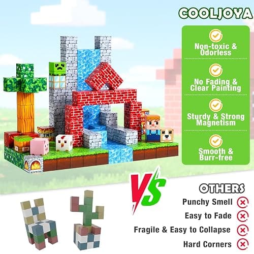 COOLJOYA Construction Magnetique Enfant Cube Magnétique, Jeu Aimant Magnetic avec Jeux Aimants Magnetique, Jouet Éducatif Montessori pour Enfants 3 4 5 6 7 8 9 10 Ans Cadeau Créatif thumbnail 6