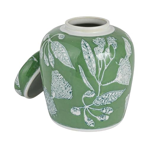 Creative Co-Op Decorative Ceramic Ginger Jar with Lid, Green thumbnail 4