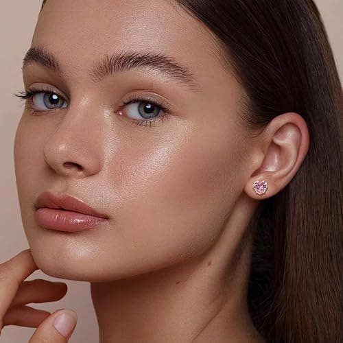 MIUSISHIYU 8mm Heart-Cut Birthstone Stud Earrings for Women – 18K Gold Plated Hypoallergenic Cubic Zirconia Earrings, Nickel Free, 12 Months Colors, Everyday Jewelry, Gift for Her, Bridal, Birthday, Christmas thumbnail 3