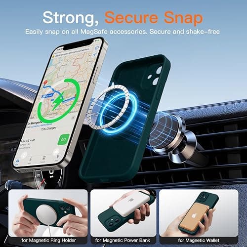 Kiresen Designed for iPhone 12 Case with Screen Protector - Upgraded Camera Protection - Wireless Charging Compatible - Silicone Protective Phone Case 6.1" for Men Women Girls - Pine Green thumbnail 2