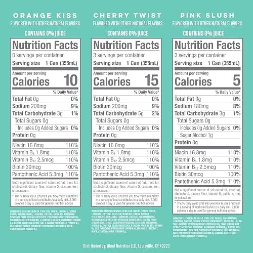 Alani Nu VARIETY PACK CHERRY TWIST, PINK SLUSH, ORANGE KISS Sugar Free, Low Calorie Energy Drinks, 200mg Caffeine, Biotin B Vitamins, Zero Sugar, 10 Calories, 12 Fl Oz Cans, 12 Pack thumbnail 5