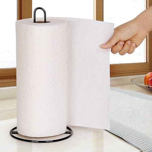 Paper Towel Holder Countertop, OBODING, Kitchen Paper Towel Stand Holder for Kitchen Organization and Storage, Paper Towel Holders for Standard and Large Size Rolls (Black) thumbnail 5