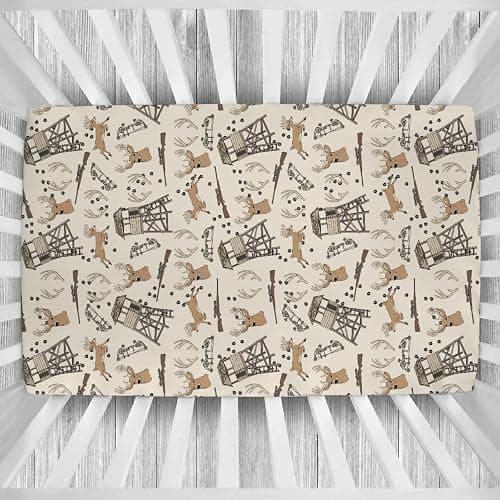 Deer Hunting Baby Crib Sheets Hunter Tree Stand Soft Breathable Baby Sheets Wild Animals Hunter Fitted Crib Mattress Cover for Standard Mattress 28x52in thumbnail 8
