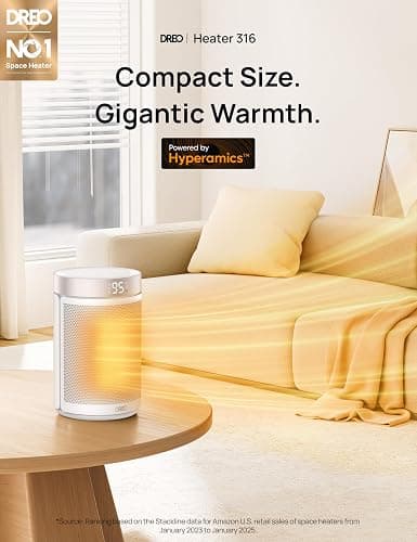 Dreo Space Heater, Portable Electric Heaters for Indoor Use with Thermostat and Remote, 2024 Upgraded, Digital Display, 12H Timer, 5 Mode, 1500W PTC Ceramic Fast Safety Heat for Office Bedroom Home thumbnail 2