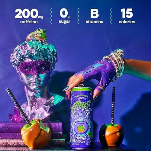 New Alani Energy Drinks Witch's Brew, Cotton Candy, Breezeberry - Limited Edition Flavors - Variety Pack, Sugar-Free, Low-Calorie, 200mg Caffeine, Energy Boost Drink 12 fl oz (Pack of 6) thumbnail 3