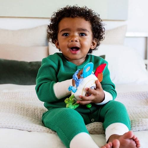 HABA Teether Cuddly Rainbow Round - Soft Activity Toy with Rattling & Teething Elements,Multicolored thumbnail 5