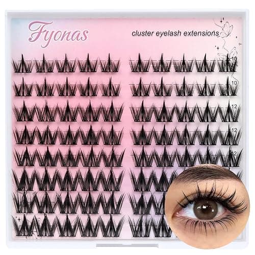 Fyonas Lash Clusters Manga Eyelash Clusters Spiky Cluster Eyelash Extensions 80Pcs C Curl Individual Lashes Volume Anime Lash Clusters with Thin Band Cosplay Lashes DIY at Home (Cutey) - Image 1