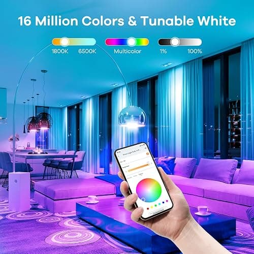 Linkind Smart Light Bulbs, Smart Bulb That Work with Alexa & Google Home, LED Light Bulbs Color Changing, 104 Preset Scene, Music Sync, A19 E26 2.4GHz RGBTW WiFi Bluetooth Light Bulb 60W, 800LM, 4Pack thumbnail 4