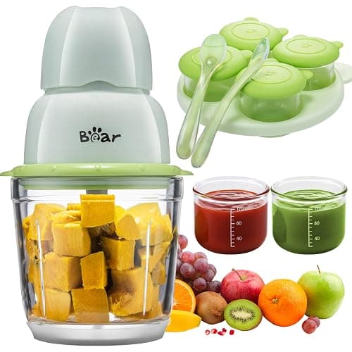 Bear Baby Food Maker, Baby Food Processor Set with Baby Food Containers, Silicone Spoons, Baby Food Puree Blender for Fruit, Vegetable, Meat, Make Fresh and Nutritious Meals for Your Little One - Image 1