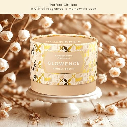 Glowence Luxury Vanilla Scented Candle - Large 3 Wick Jar Candle - Elegant Gift for Women & Men - 100% Natural Soy Wax - Up to 40 Hours Burning Time - Housewarming Aromatherapy Candle for Home thumbnail 6