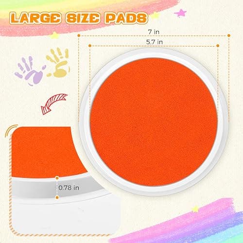 Nliyeisu 7 Inch Ink Pad Pads for Kids Washable, Large Stamp Pad with 8 Vibrant Colors, Non-Toxic Finger Paint & Stamp Pads Set for Arts and Crafts, Perfect for Children's DIY Projects, Home School Use thumbnail 2