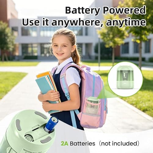 deli Electric Pencil Sharpener, Battery Operated, 6.5–8mm for Classroom | Battery Electric Pencil Sharpener, Durable Blade 5000+ Sharpen, Fits 6.5-8mm Pencils Classroom Kids Home thumbnail 4