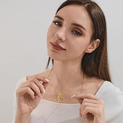 MIJENITI Gold Statement Necklaces for Women - Boho Beach Spiral Swirl Conch Pendants Necklaces, Trendy Statement Jewelry | Summer Beach Jewelry Gifts thumbnail 3