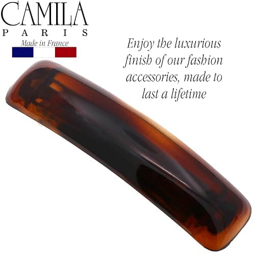 Camila Paris CP3018 French Hair Barrette Clip for Girls, Tortoise Shell, Rubberized Metal Clasp Strong Hold Grip Hair Clips for Women, No Slip Durable Styling Girls Hair Accessories, Made in France thumbnail 7