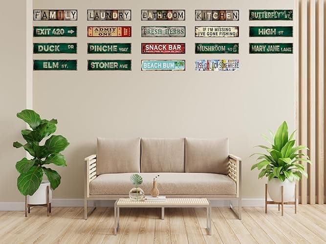 Vintage Tin Sign Retro Metal Mushroom St Signs Stylish Wall Art Plaques for Home Decor Bathroom Kitchen House and Gothic Wall Decor or as a Unique Poster 16x4 in - Mushroom St thumbnail 7