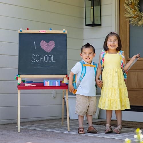 Melissa & Doug Deluxe Standing Art Easel - Dry-Erase Board, Chalkboard, Paper Roller - FSC Certified thumbnail 2