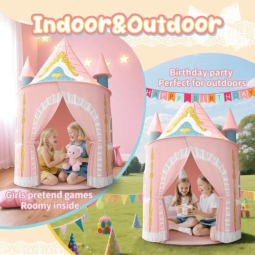 Skirfy Kids Play Tent for Girls Toddler Indoor Princess Tents for Kids Ages 4-8 Large Outdoor Playhouse Castle for Girl Boys 3-5 4-6 Birthday Thanksgiving thumbnail 3