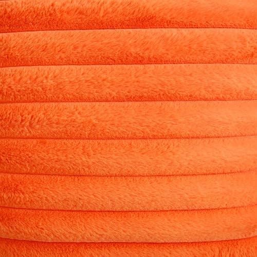 FUTEI Orange Striped Decorative Throw Pillow Covers 14x14 Inch Set of 2,Square Spring Decorations Couch Pillow Case,Soft Cozy Faux Rabbit Fur & Velvet Back,Modern Home Decor for Bed - Orange - 14" x 14" (Pack of 2) thumbnail 5