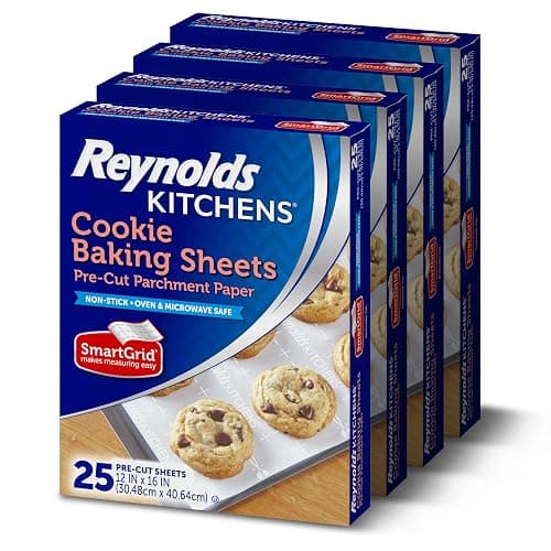 Reynolds Kitchens Cookie Baking Sheets, Pre-Cut Parchment Paper, 25 Count per Pack (Pack of 4), 100 Sheets Total - Image 1