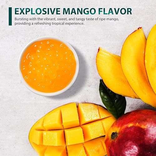 Soeos Mango Popping Boba Pearls 6.6 Pounds, Bursting Boba Pearls for Bubble Tea, Beverages, Shakes, Desserts, Smoothie and Ice Cream Topping thumbnail 3