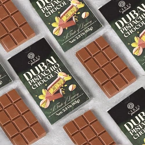 Ceres Gourmet Dubai Chocolate Bar, Pistachio Knafeh Chocolate Snack 2.3oz (65g) with Crispy Kunafa Layers and Smooth Milky Chocolate, Individually Wrapped Premium Gift-Style Treat for Special Moments thumbnail 7