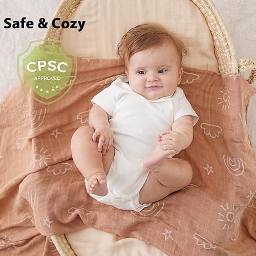 Yoofoss Muslin Swaddle Blankets, 4 Pack Receiving Blankets for Boys and Girls, 47 x 47 Inches Muslin Baby Blankets Soft Breathable - Brown Animals thumbnail 7