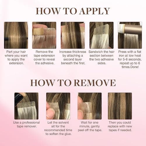 GOO GOO Hair Extension Tape Double Sided Adhesive Replacement Tape, Professional Strong Tapes for Tape in Hair Extensions 72pcs, 1.6 * 0.3inch per Piece thumbnail 5