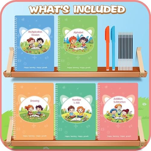 Magic Practice Copybook, Reusable Writing Practice Book, for Preschool Kids Age 3-8 ​Calligraphy 9.44in×6.29in(5 Books with Pens) thumbnail 3