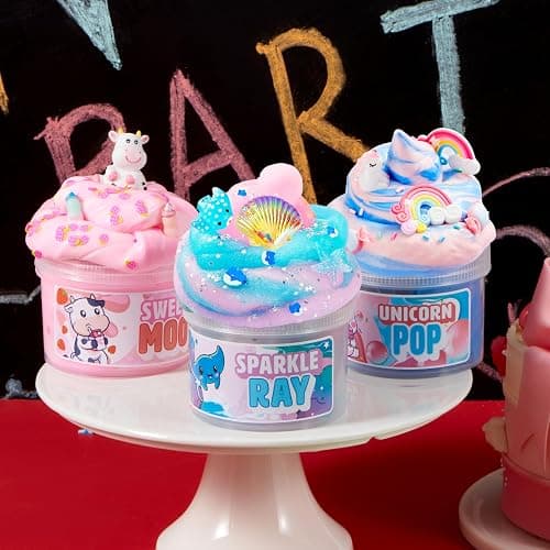 JOYIN Slime 3-Pack Bundle, Manta Ray, Bubblegum Unicorn, Strawberry Milk Cow, Soft, Non-Sticky, Mess-Free,Slime Bulk Toys for Kids, Boys and Girls Birthday Gifts Party Favors thumbnail 8