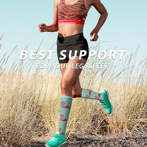 fenglaoda Compression Socks Women Men 6 Pairs, Knee High Best Support Circulation Socks for Running, Travel, Flight, Nurse thumbnail 5