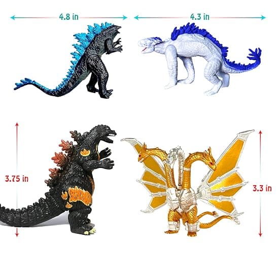 TwCare Set of 12 Godzilla x Kong: The New Empire Action Figures, Evolved Basic Exquisite Battle Roar B.E.A.S.T. Glove Shimo Frost Bite, Dinosaur Dragon Toys, Mecha King Ghidorah Cake Toppers Pack thumbnail 2