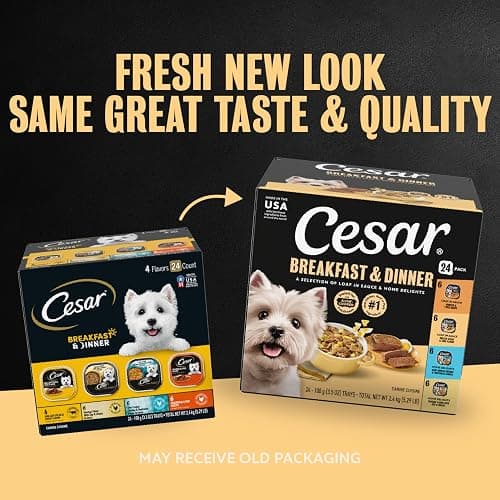 Cesar Wet Dog Food Home Delights & Classic Loaf in Sauce, Breakfast & Dinner Variety Pack, 3.5 oz. Trays, 24 Count (Pack of 1) thumbnail 2