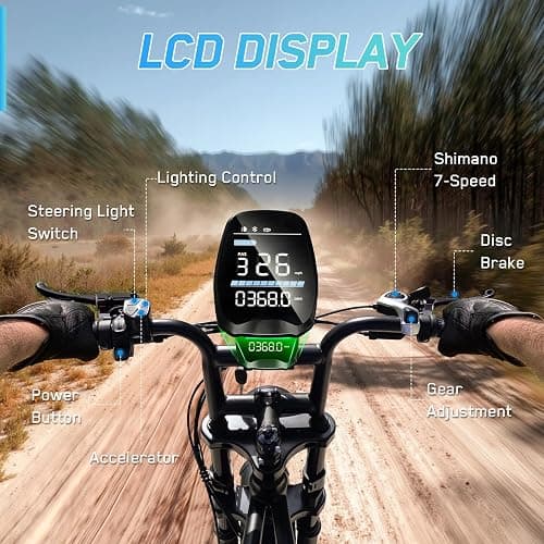 TST Electric Bike for Adults, 1500W Peak Motor 60/100 Miles Fat Tire Ebike with 48V 15Ah/25Ah Removable Battery 20" Fat Tire Electric Dirt Bike Full Suspension and 7-Speed thumbnail 8