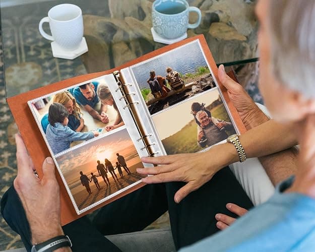 Adeerus Genuine Leather Photo Album 300 Pockets, 4x6 for 300 Photos, with 40 Writing Paper, Bookshelf Scrapbook for Travel Family Wedding Kids Graduation Baby Pictures, Wine Brown thumbnail 6