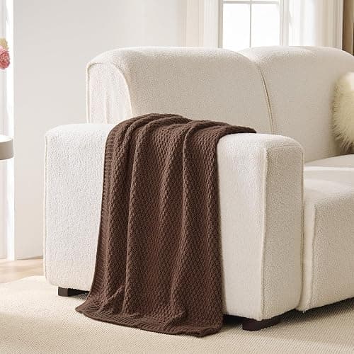 OnesCosy Dark Brown Throw Blanket, Chocolate Knit Throw Blanket for Couch, Soft Cozy Warm Lightweight Decorative Reversible Moss Stitch Knitted Blankets for Bed, 50x60 Inches, Chocolate Brown thumbnail 3