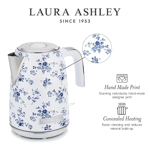 Laura Ashley Stainless Steel Electric Kettle 1.7 Liter - 1500W Rapid Boil Electric Kettles for Boiling Water - Electric Tea Kettles Automatic Shut Off - Overheat & Boil Dry Protection Jug Kettle thumbnail 4