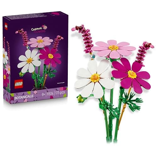 LEGO Botanicals Flores de Cosmos – Ramo de 3 Flores Artificiales de Colores y 2 Plantas Rabo de Gato – Decoración de la Habitación – Regalo de Cumpleaños para Niñas de 9+ Años – 11514 - Image 1