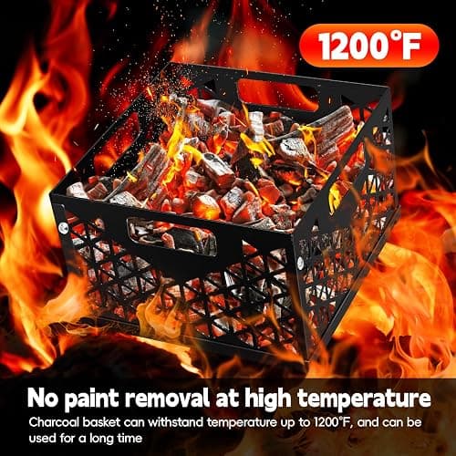 Foedo Charcoal Firebox Basket for Oklahoma Joe Offset Smoker, Grill Accessories for Long and Efficient Smoking, 12" x 12" x 7.5 "Fire Basket for Oklahoma Joes Highland (Only 4 Screws) (black) thumbnail 3