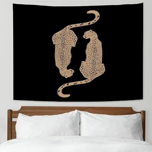 KAIOUS Black Leopard Cheetah Tapestry, Y2k Leopard Cheetah Wall Hanging Tapestries for Bedroom Living Room Dorm Girls Room Home Decor 50x58 Inches thumbnail 4
